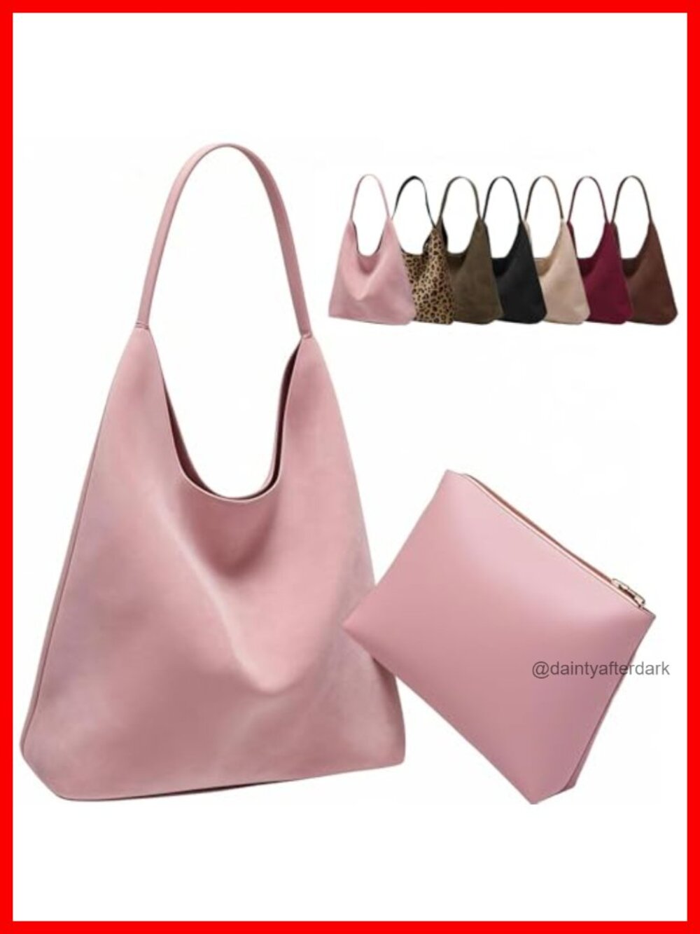 Large Faux Suede Slouchy Tote Bag for Women Work Travel Boho Shoulder Purse
